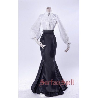 Surface Spell Gothic Lorelei Fish Tail Striped Long Skirt